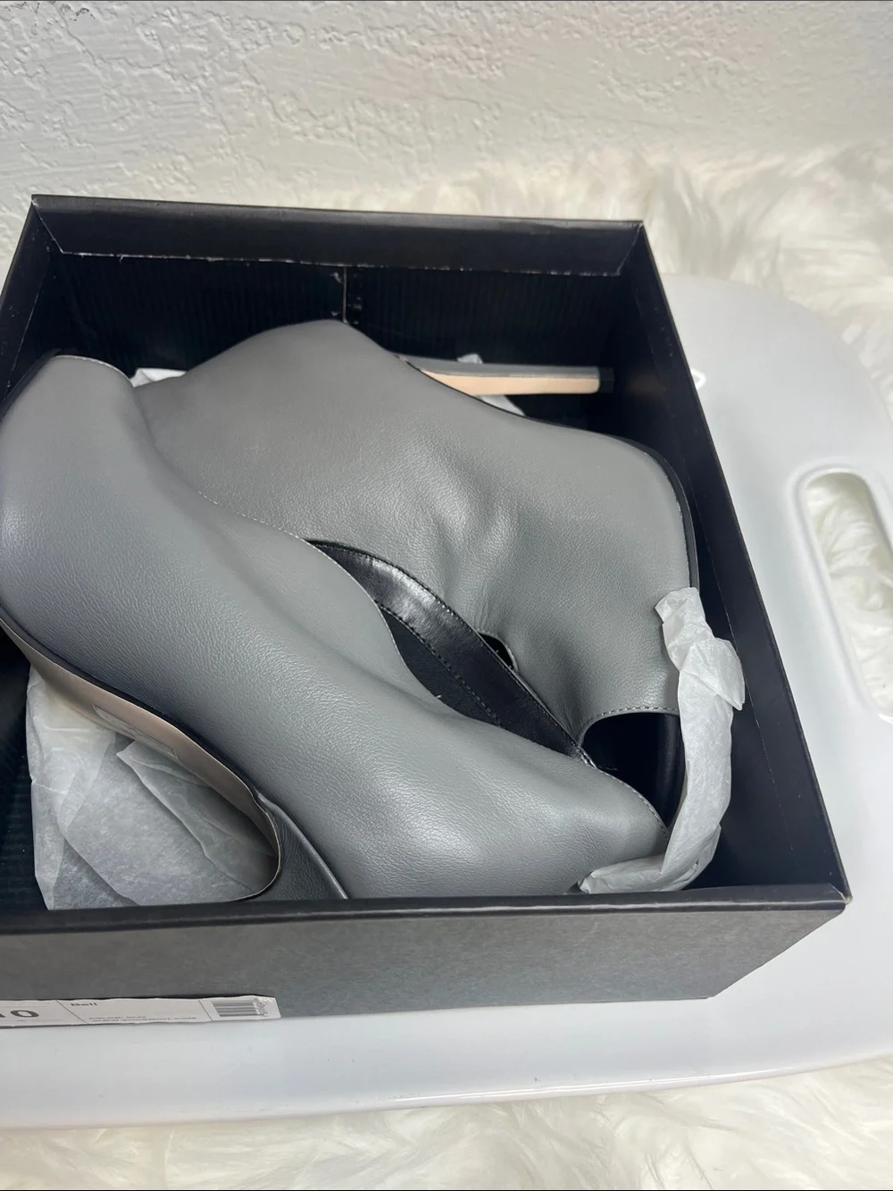Shoemint Gray Open-Toe Stiletto Ankle Booties